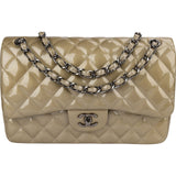 Chanel Quilted Patent Leather Jumbo Double Flap Crossbody Bag