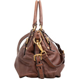 Prada Brown Calfskin Leather Hobo Shoulder Bag