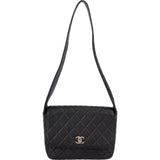 Chanel Quilted Leather Palladium Messenger Shoulder Bag