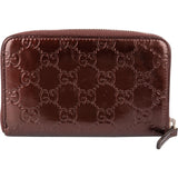 Gucci Guccissima Metallic Leather Zip Around Small Wallet