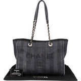 Chanel Bleu Tweed Deauville Tote Shoulder Bag