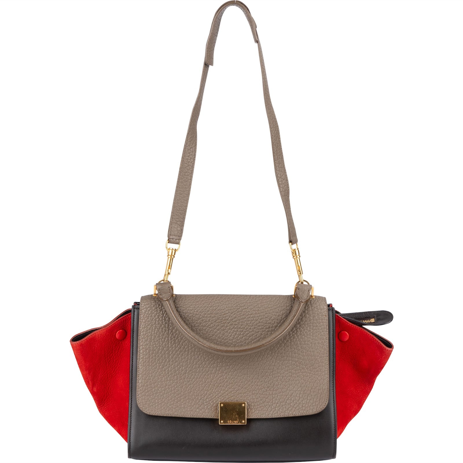 Céline Suede Leather Trapeze Handbag Tricolor - vintageandkickz