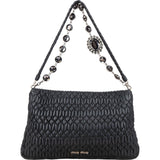 Miu Miu Matelassé Nappa Leather Crystal Shoulder Bag