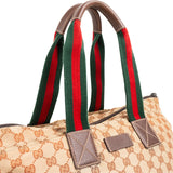 Gucci Monogram GG Canvas Web Strip Shopper Shoulder Bag