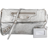 Balenciaga Metallic Leather Envelope City Clutch Crossbody Bag