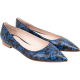 Miu Miu Music Note Pattern Bicolor Leather Pointed Toe Ballerina Flats (37)