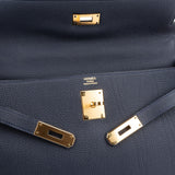 Hermès Blue Nuit Togo Leather Gold Kelly 32 Sellier Handbag