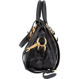 Prada Black Soft Calfskin Buckle Satchel Handbag