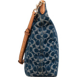 Coach Monogram Signature Denim Hobo Crossbody Bag