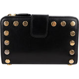 Prada Noir Leather Studded Compact Wallet