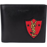Saint Laurent Leather YSL Shield Patch Bifold Wallet