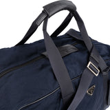 Prada Bleu Tessuto Saffiano Trim Leather Duffle Weekender 50 Shoulder Bag