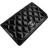 Chanel Quilted Patent Leather Crystal CC Flap Wallet
