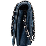 Chanel Denim Velvet Graffiti Wallet On Chain Crossbody Bag