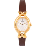 Fendi Gold Tone Leather Classic Oval 640 L Woman Watch