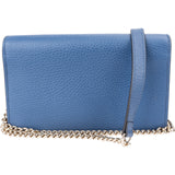 Gucci Pebbled Leather Interlocking GG Wallet On Chain Crossbody Bag
