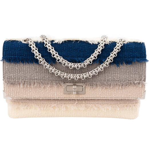 Chanel Tweed Costume Fringed Fabric 2.55 Reissue Single Flap Crossbody Bag