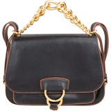 Miu Miu Black Calfskin Chain Handle Shoulder Handbag