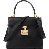 Gucci Black Grained Leather Padlock Top Handle Handbag