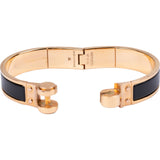 Hermès Gold Tone Black Charniere Bracelet