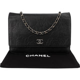 Chanel Camellia Embossed Wallet on Chain Crossbody Bag