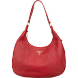 Prada Red Vitello Daino Leather Hobo Shoulder Bag