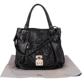 Miu Miu Noir Calfskin Coffer Pocket Tote Shoulder Bag