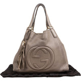 Gucci Grey Leather Soho Tote Shoulder Bag