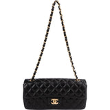 Chanel Quilted Lambskin East West Single Flap Shoulder Bag