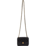 Chanel Quilted Lambskin Mini Rectangular 24K Gold Single Flap Crossbody Bag