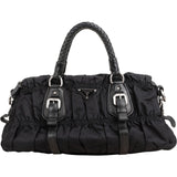 Prada Tessuto Gaufre Triangle Woven Handle Satchel Handbag