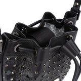 MCM Black Monogram Visetos Studded Crystal Small Bucket Crossbody Bag