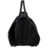 Miu Miu Faux Fur Matelassé Nappa Leather Tote Handbag