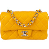 Chanel Quilted Lambskin Palladium Mini Rectangular Single Flap Crossbody Bag