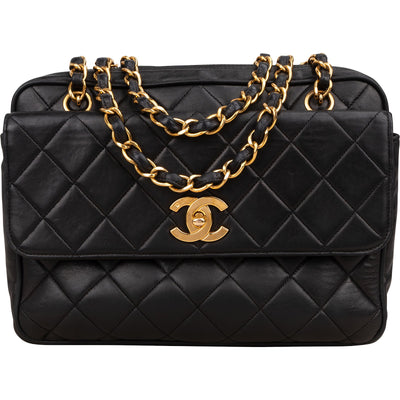 Chanel Quilted Lambskin 24K Gold Camera Shoulder Bag