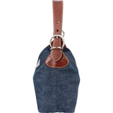 Prada Blue Denim Brown Leather D-Ring Shoulder Bag