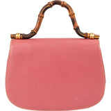 Gucci Pink Grained Leather Bamboo Top Handle Handbag