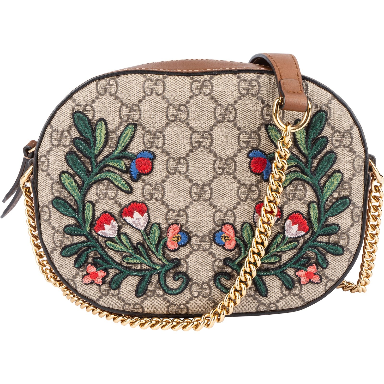 [🔄️B23 / F23] Gucci Monogram GG Supreme Embroidered Mini Chain Crossbody Bag - vintageandkickz