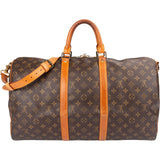 Louis Vuitton Monogram Canvas Keepall 50 Bandoulière Travel Bag
