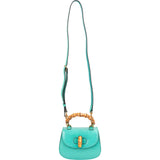 Gucci Turquoise Exotic Leather Crocodile Bamboo 1947 Mini Top Handle Crossbody Bag