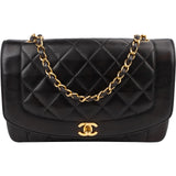 Chanel Quilted Lambskin 24K Gold Medium Diana Single Flap Crossbody Bag