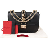 Valentino Garavani Leather Rockstud Glam Lock Flap Crossbody Bag