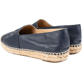 Chanel Navy Leather CC Espadrilles Shoes (38)