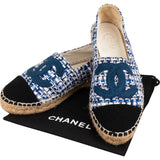 Chanel Blue Tweed CC Espadrilles Shoes (35)