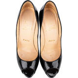 Christian Louboutin Black Patent Leather Lady Peep Toe Platform Pumps (36)