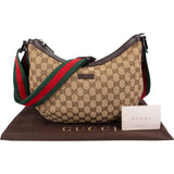 Gucci Monogram GG Canvas Web Strap Half Moon Crossbody Bag