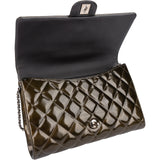 Chanel Quilted Patent Leather Palladium Single Flap Shoulder Bag