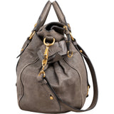Miu Miu Grey Vitello Lux Leather Bow Satchel Handbag