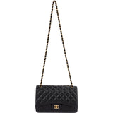 Chanel Quilted Caviar Leather Jumbo Double Flap Shoulder Bag