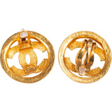 Chanel Gold CC Round Clip-On Earrings